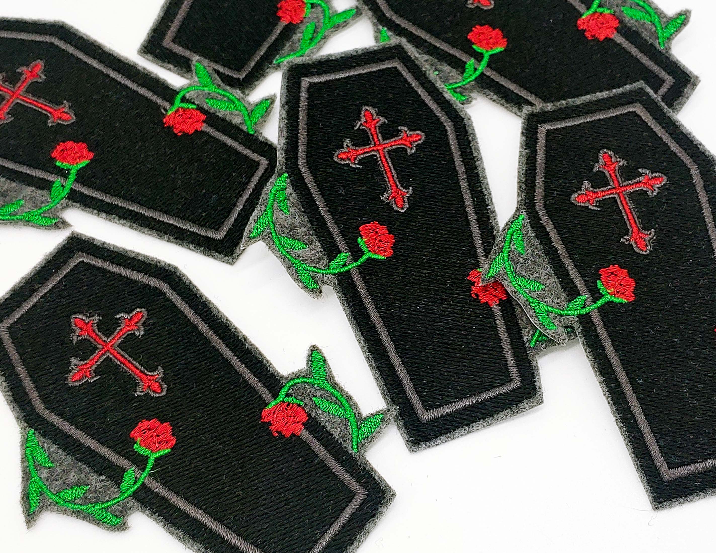 Skull Bones Dice 8 Ball Cross Embroidered Iron-On / Sew-On Patch - Biker Jacket Badge