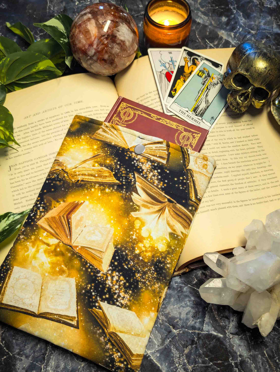 Reading is Magic Book Sleeve - Gold Spellbook Pouch, E-Reader Tablet P ...