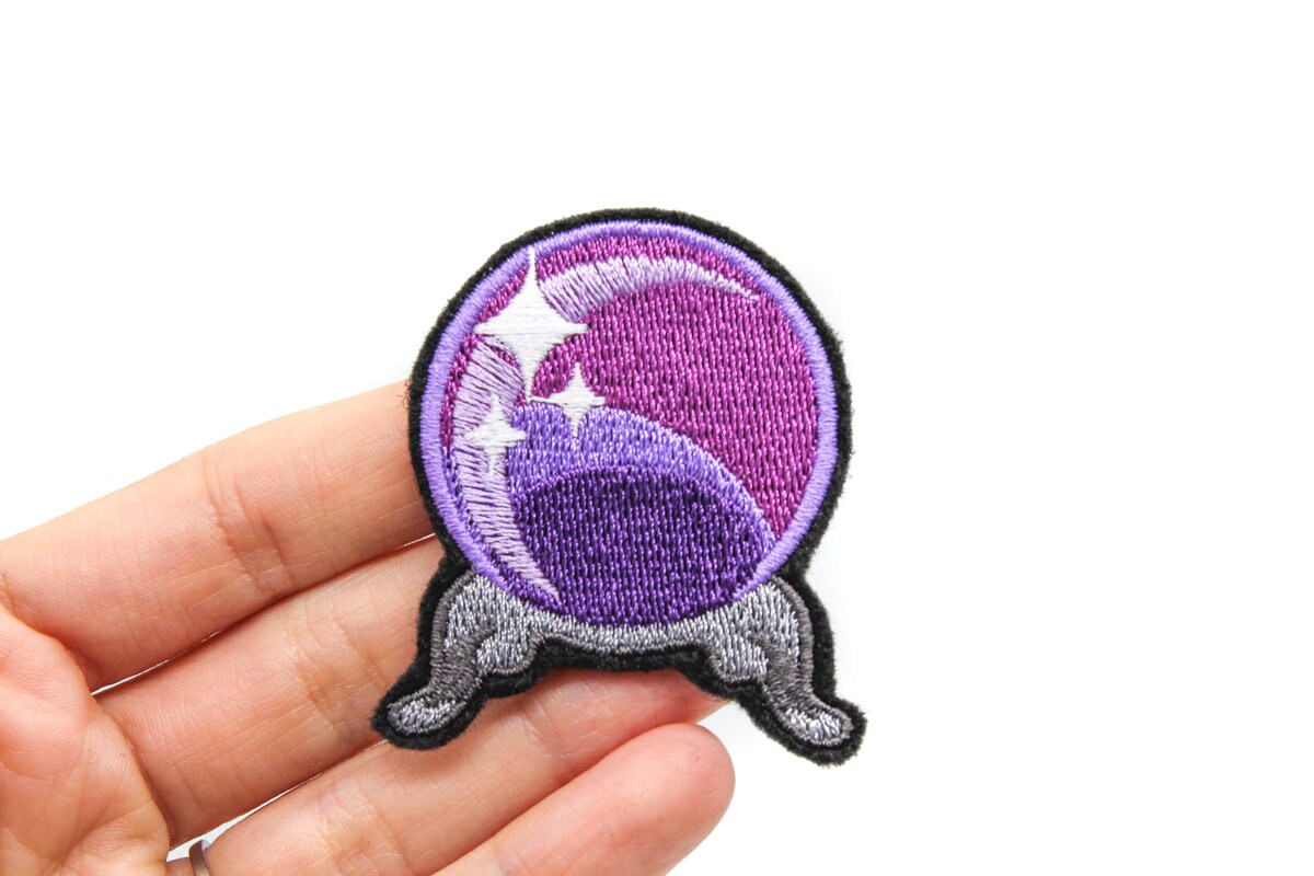 Small Purple Crystal Ball Embroidered Iron On Patch – Project Pinup
