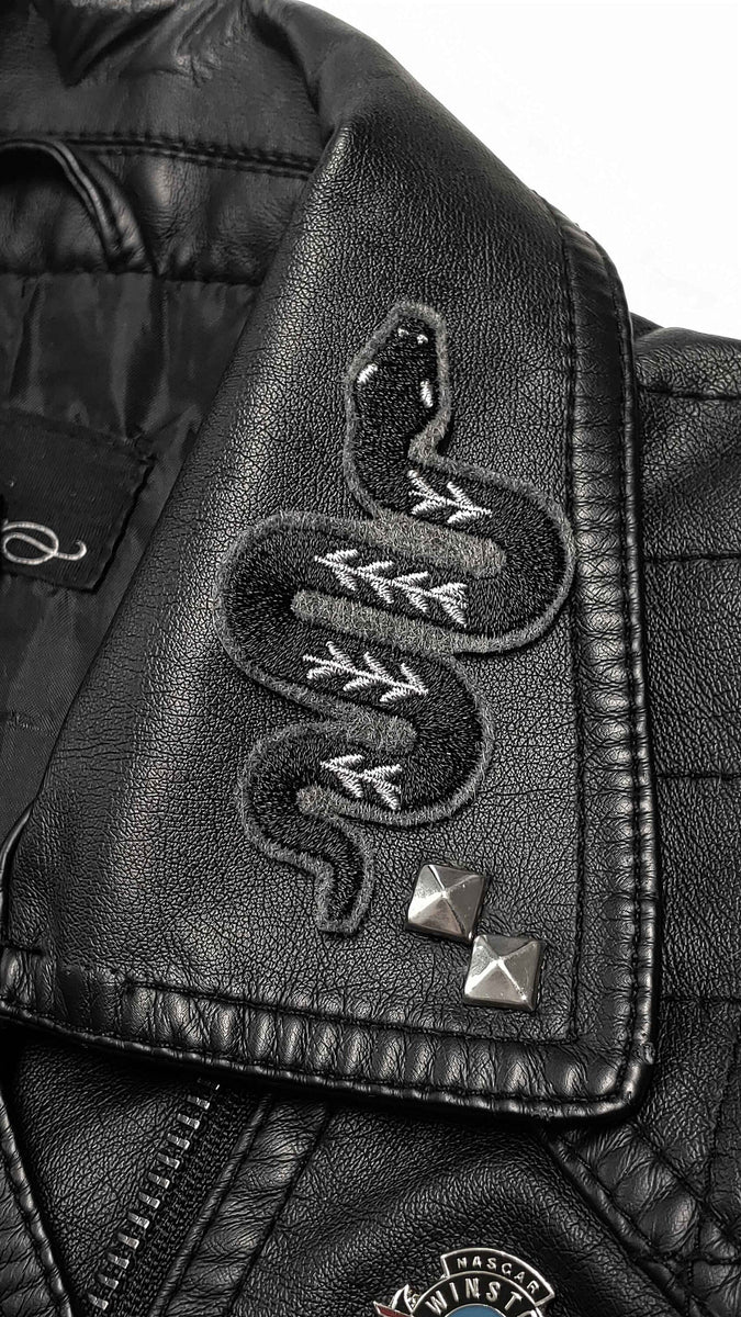 Black and Gray Snake Iron On Embroidered Patch – Project Pinup